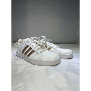 Adidas Girls Baseline Sneakers White Copper AQ0783 Lace Up Low Top Shoes Size 5